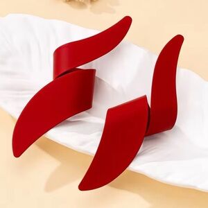 Bold Red Abstract Earrings